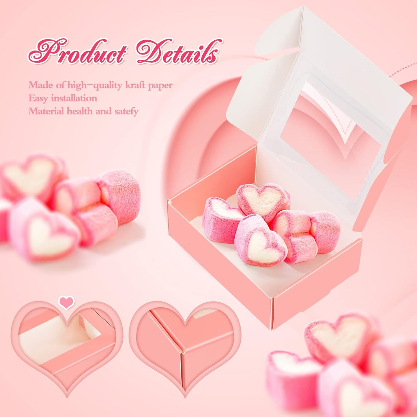 Zonon 30 Pcs Soap Boxes for Homemade Packaging, Mini Kraft Treat Boxes with Window for Bakery Candy Soap Making Gift Packaging(3.5 x 2.4 x 1.2 Inch,Pink)