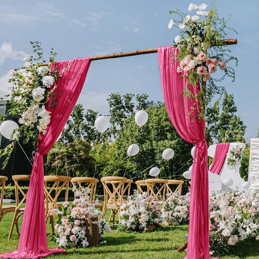 Hot Pink Wedding Arch Draping Fabric 2 Panels 29" x 20 FT Wedding Drapes for Backdrop Sheer Curtains Drapes for Romantic Bridal Baby Shower Ceremony Birthday Party Fall Outdoor Events