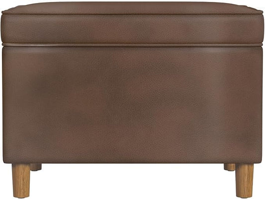 HomePop - Dinah 24" Storage Ottoman- Brown Faux Leather by HomePop
