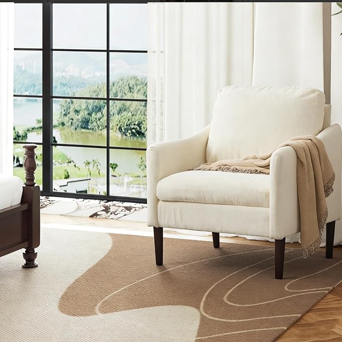 Mid Century Modern Accent Chair, Chenille Fabric Armchair - Image 6