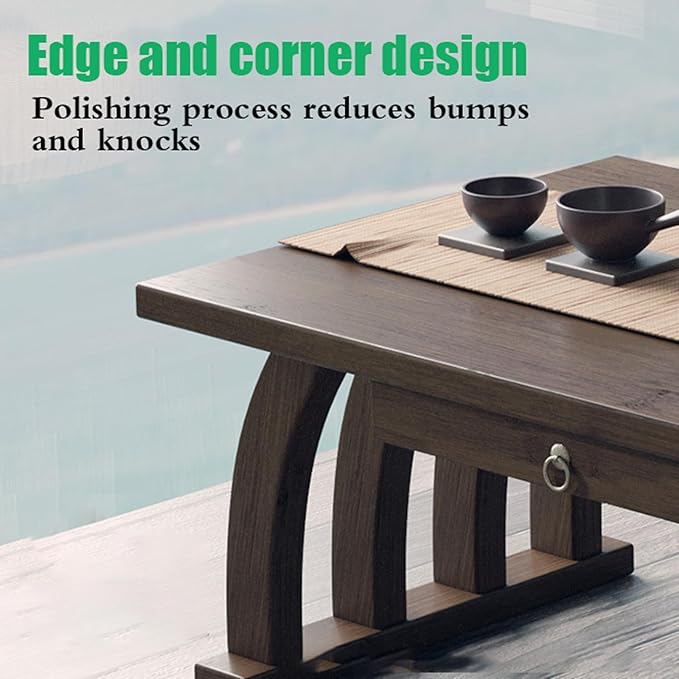 Portable Japanese Wooden Coffee Table - Image 3