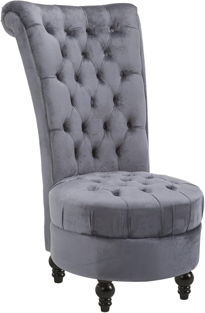 HOMCOM Retro High Back Armless Royal Accent Chair Fabric Upholstered Tufted Seat by HOMCOM