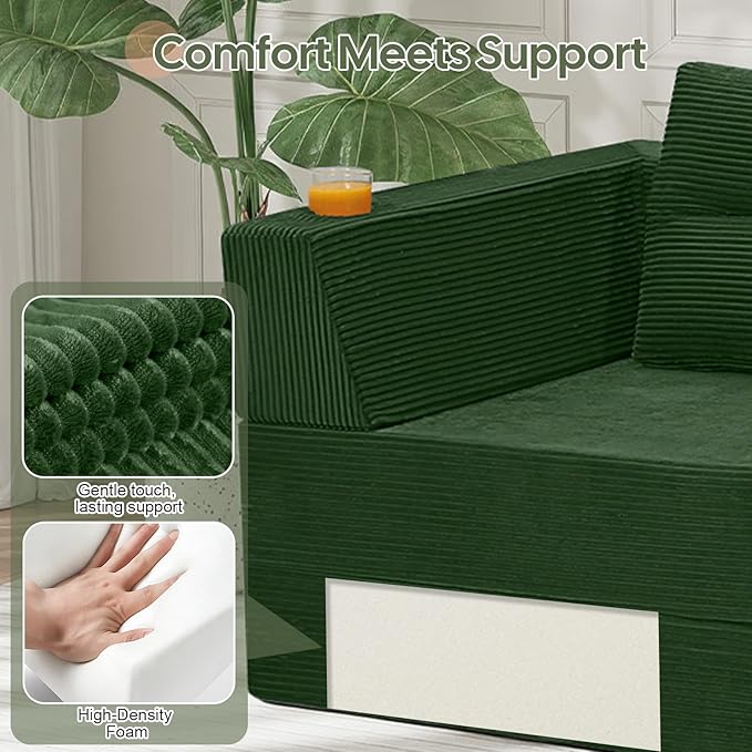 COMAX Futon Sofa Bed 3 Seater, 4 in 1 Folding Boneless Sleeper Corduroy Couch - Image 7