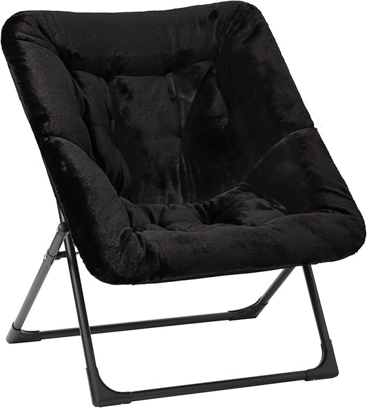 Comfy Saucer Chair for Adults, Soft Faux Fur Bedroom Chair, Accent Dorm Chairs by MordchilHF