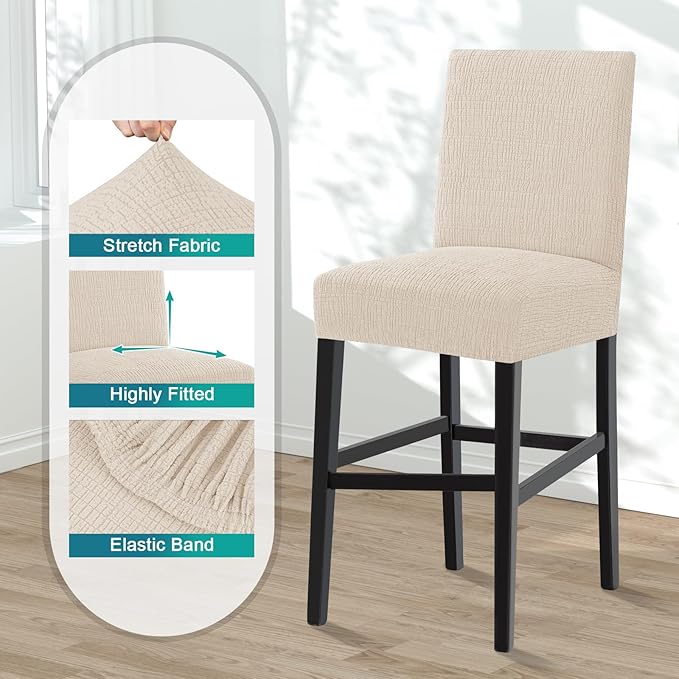 Turquoize 100% Waterproof Bar Stool Cover Stretch Washable Barstool Seat Covers - Image 4