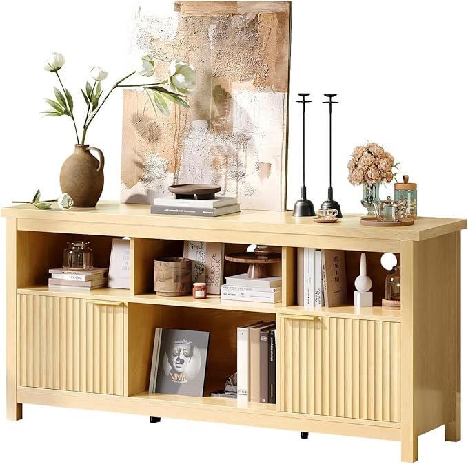 VINGLI 58" Fluted TV Stand for TVs up to 70", Modern TV Stand - Image 7