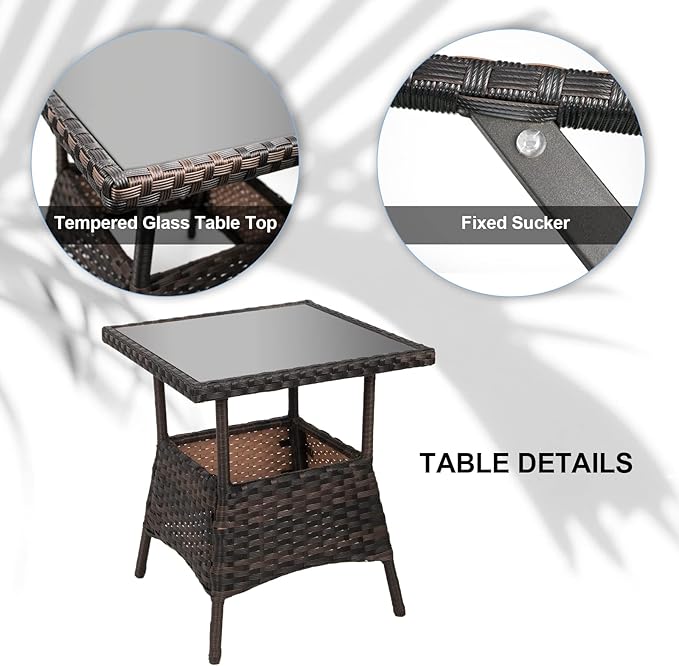 LEVELEVE 3 pcs Rocking Bistro Set Conversation Chairs PE Wicker Outdoor Rocking - Image 6