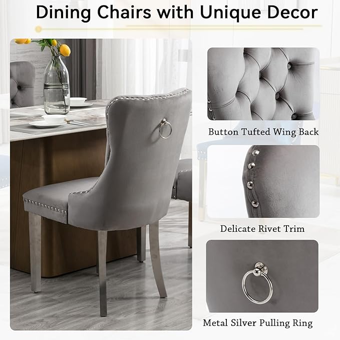 Henf 63"-79" Dining Table Set for 4, 5 Pieces Extendable Dining Table and 4 - Image 6