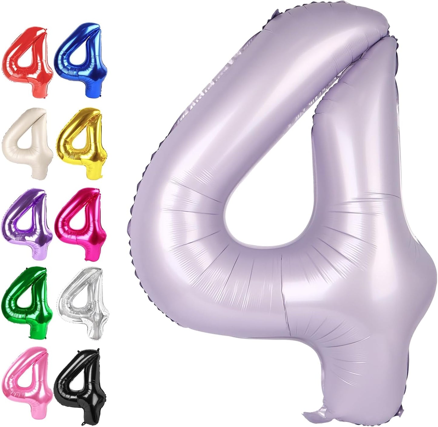 40 Inch Lilac Large Number 4 Balloons, Giant Foil Number Four 14 24 34 40 44 Balloons, Lavender Mylar Big Balloon for Anniversary Graduation Decorations