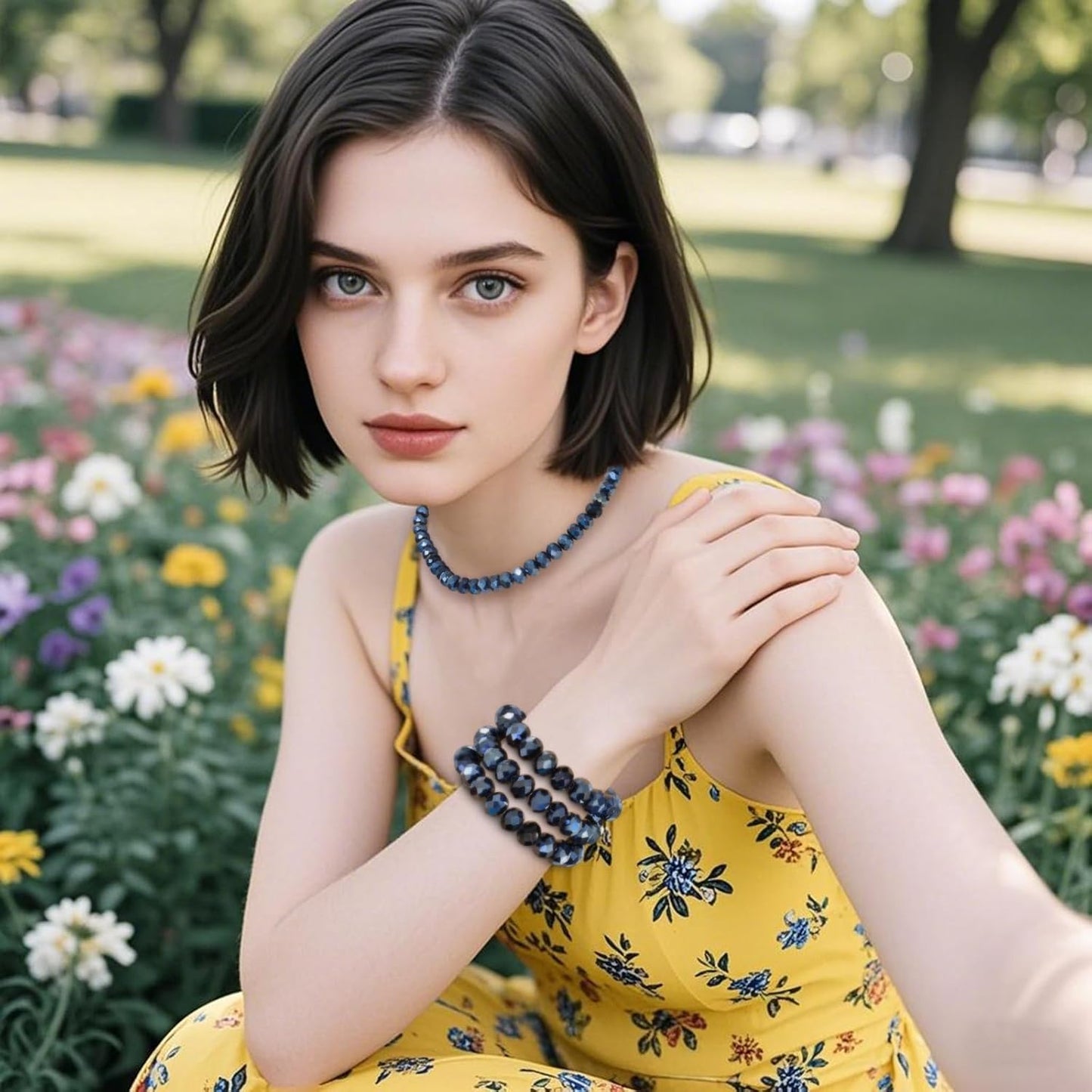 1200Pcs 4mm Crystal Glass Beads for Jewelry Making Beads for Bracelets Necklace Pendants Making Supplies(Navy Blue)