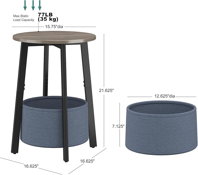 sthmec Small Round Side End Table Set of 2 - Image 3