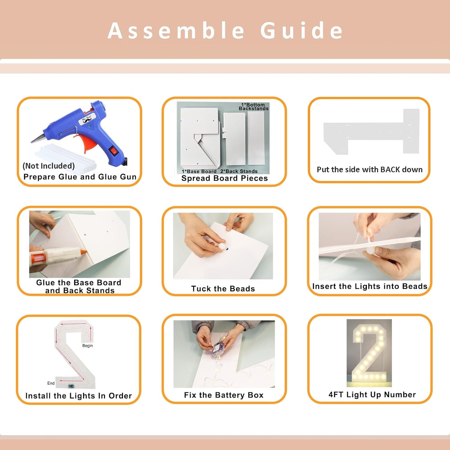 LOBOOM 4FT Light Up Numbers, Marquee Numbers 4 Feet Tall Giant Number 3 Mosaic Big Number Sign for 3rd 30th 39th Birthday Party Backdrop Anniversary Decorations, Pre-Cut Large Frame 3