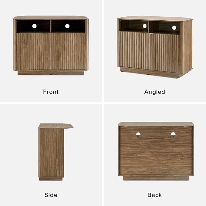 mopio Brooklyn Corner Storage Cabinet, Mid Century Modern Buffet, Entertainment - Image 8