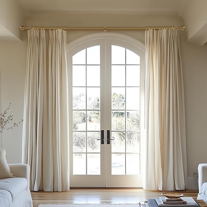 Warm Gold Curtain Rods for Windows 48 to 84 Inch 1" Diameter Adjustable Heavy - Image 2