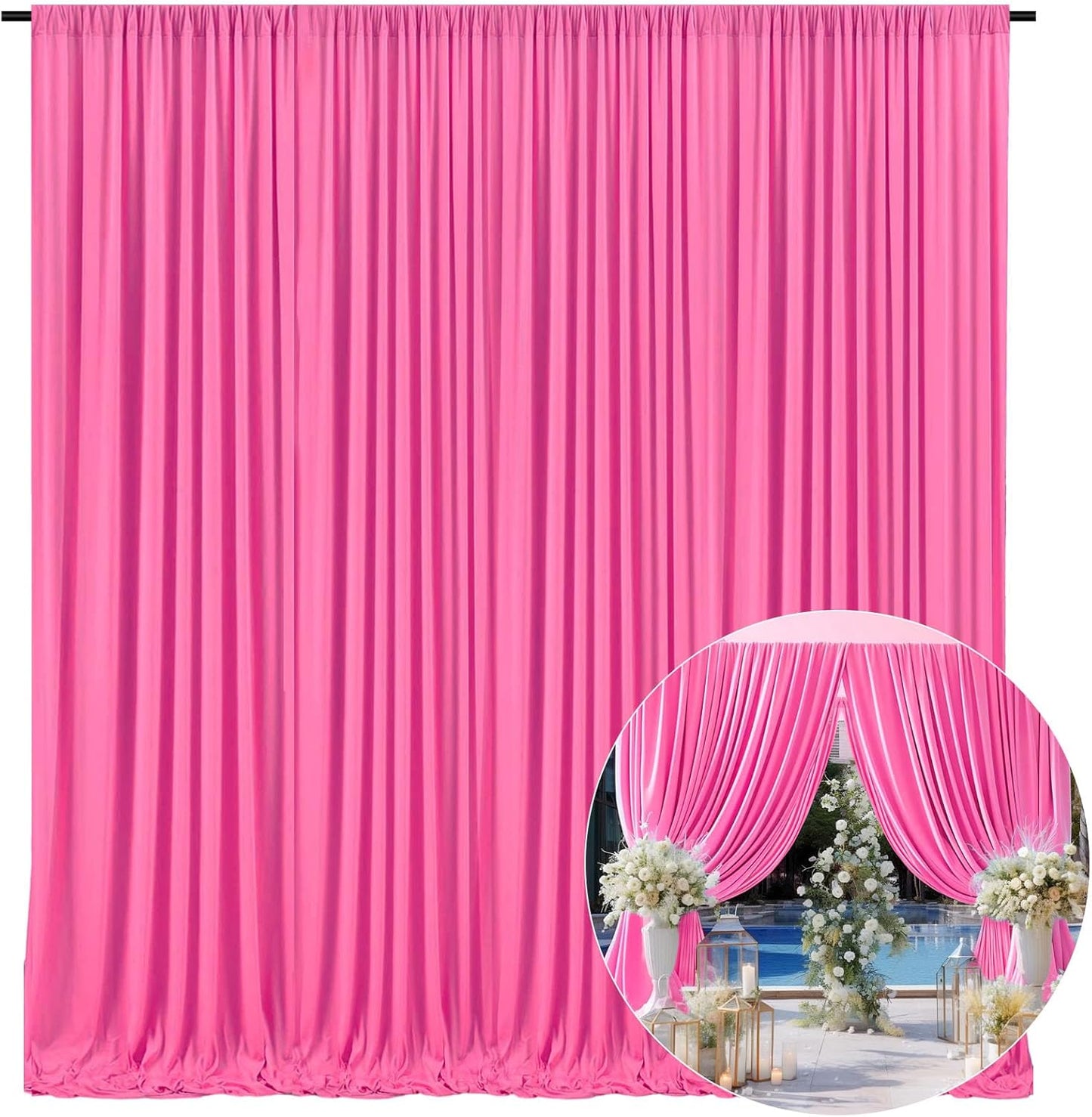 10 x 10 Feet Pink B Backdrop Curtain for Partie, Background Curtains for Photoshoot, Birthday, Wedding, Halloween, Thanksgiving, Christmas Day, New Year Party Decorations 5Ft x 10Ft, 2 Panels