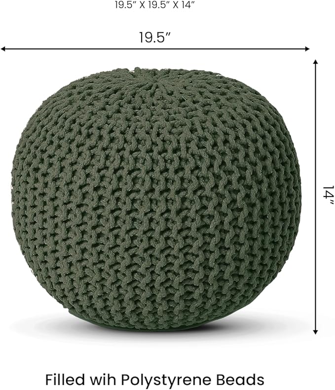 REDEARTH Round Hand Knitted Pouf - Image 3