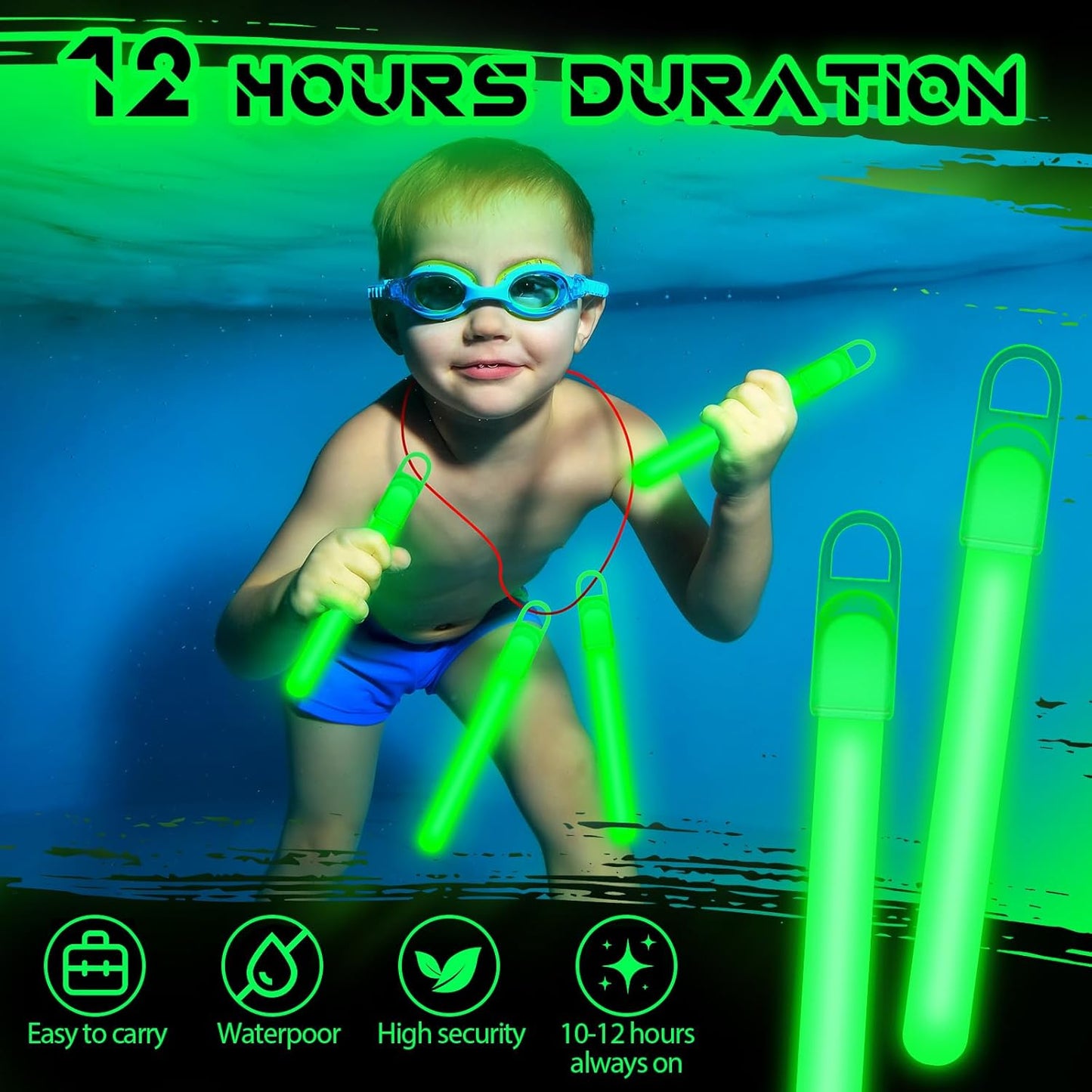 Lewtemi 50 Set 4'' Glow Sticks Bulk, Hallowee Glow in The Dark Party Supplies, Emergency Light Sticks with Lanyard, for Birthday, Light up, Neon, Halloween Theme Party Favors