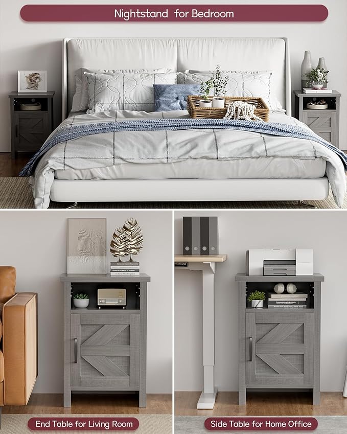YESHOMY Farmhouse Modern Nightstand - Image 6