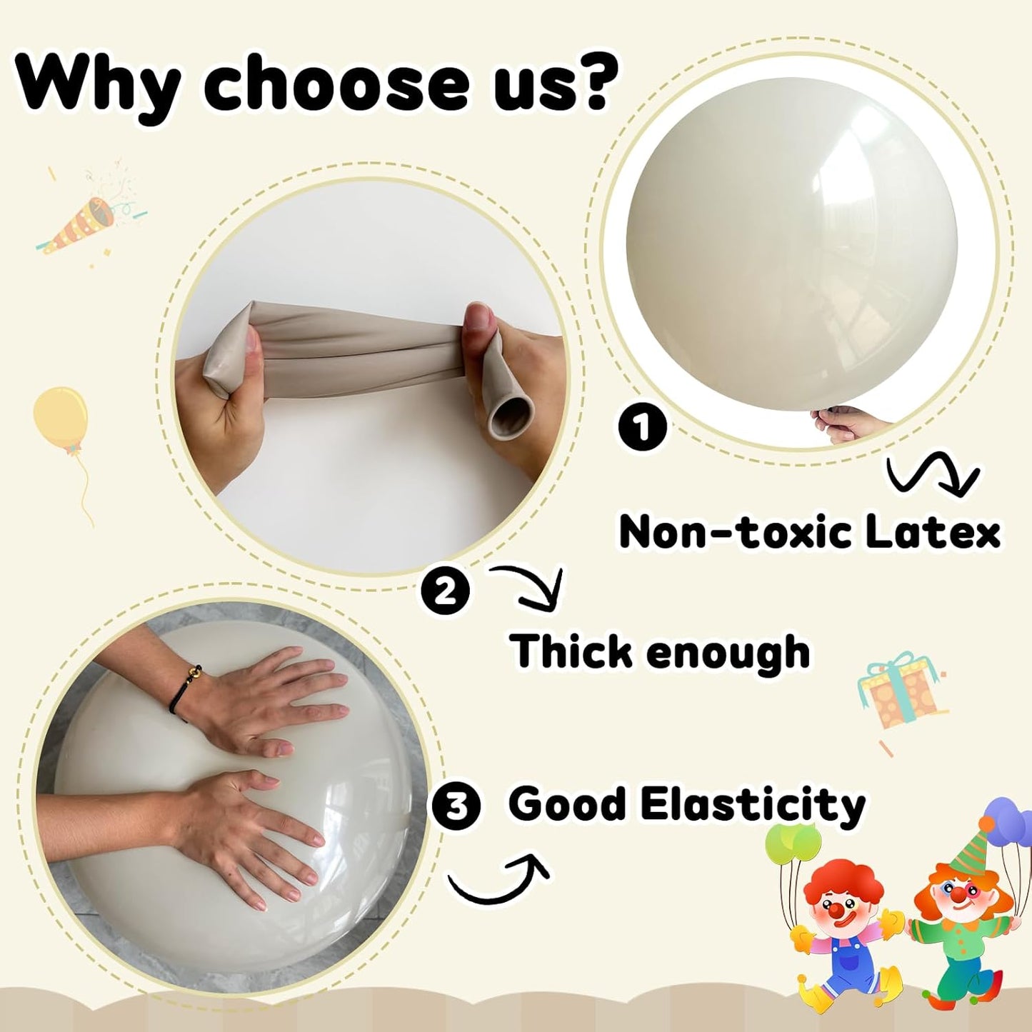 30 pcs Sand White Balloons 18 Inch - Large Thick Latex Balloon for Birthday Bridal Shower Wedding Party Decorations