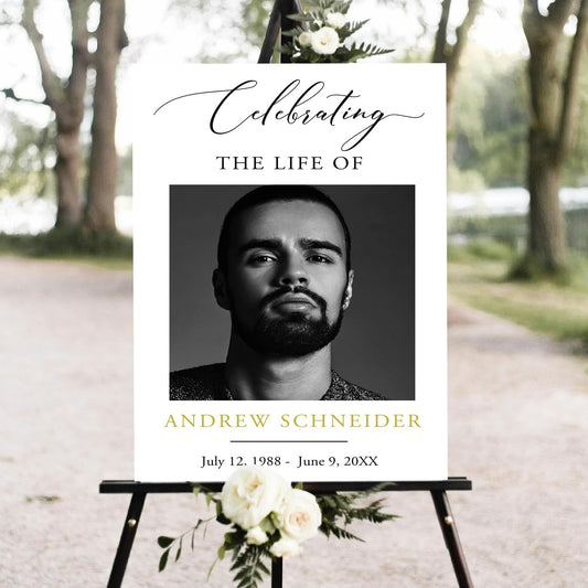 Funeral Welcome Sign, Obituary Template, Minimalist Funeral decor, Celebrating the Life Sign, Large Memory Board, Funeral Easel Welcome Sign, Funeral program, Simple Funeral Welcome Board
