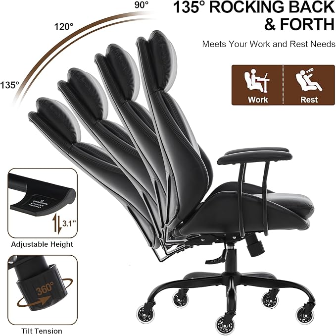E-Motie Office Chair, Leather Desk Chair - Image 6