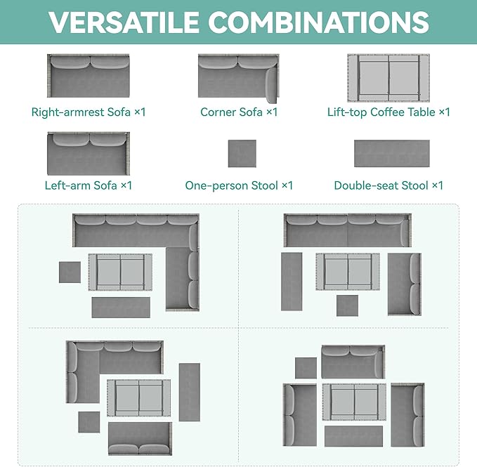 YITAHOME 9 Piece Patio Furniture Set, All-Weather Wicker Outdoor Sectional Sofa - Image 3