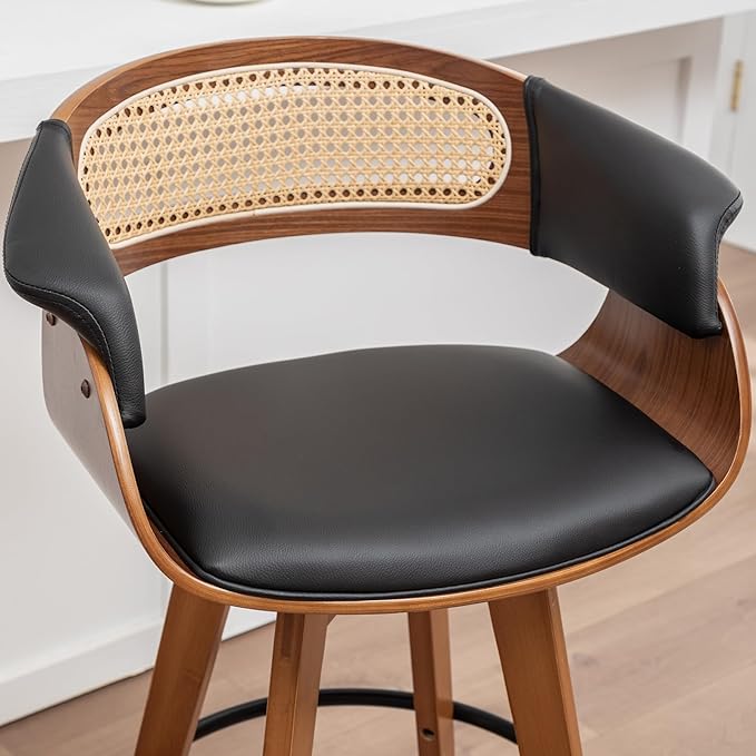 Set of 2 Rattan Swivel Counter Stools - Image 7
