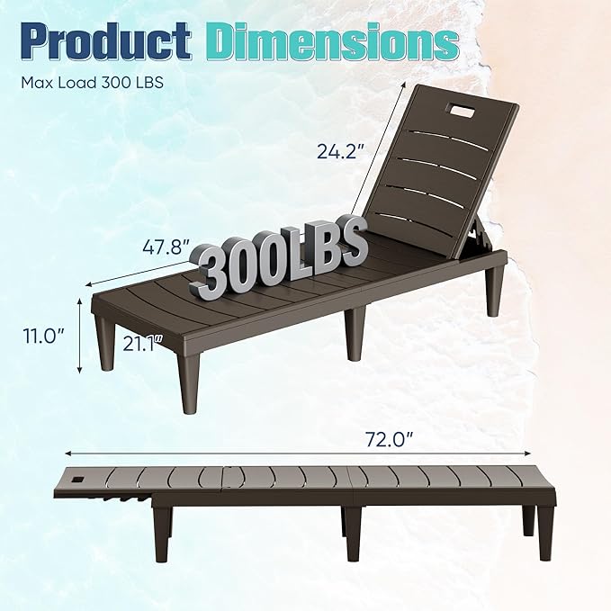 Devoko Outdoor Chaise Lounge Chair Set of 2 - Image 2