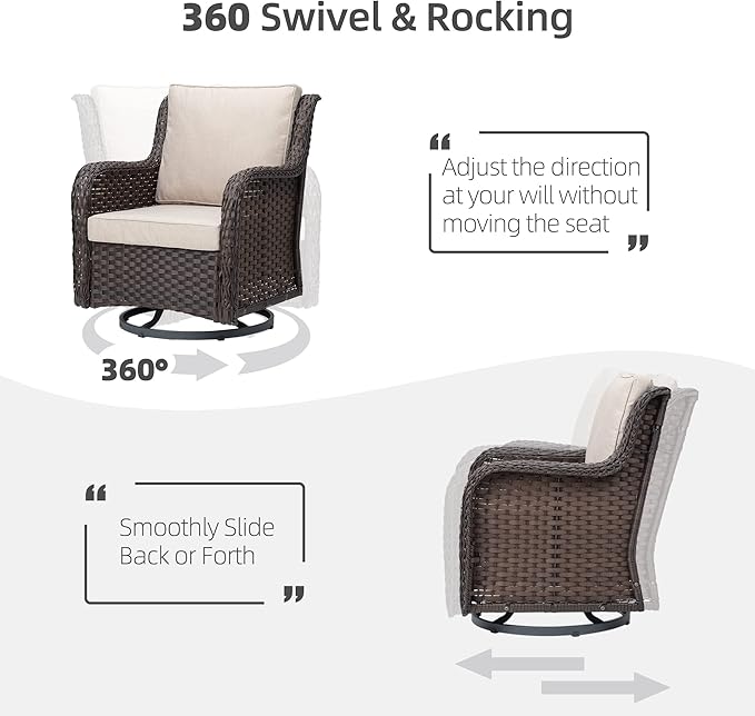 Towallmark Outdoor Swivel Wicker Glider Patio Chairs - Image 3