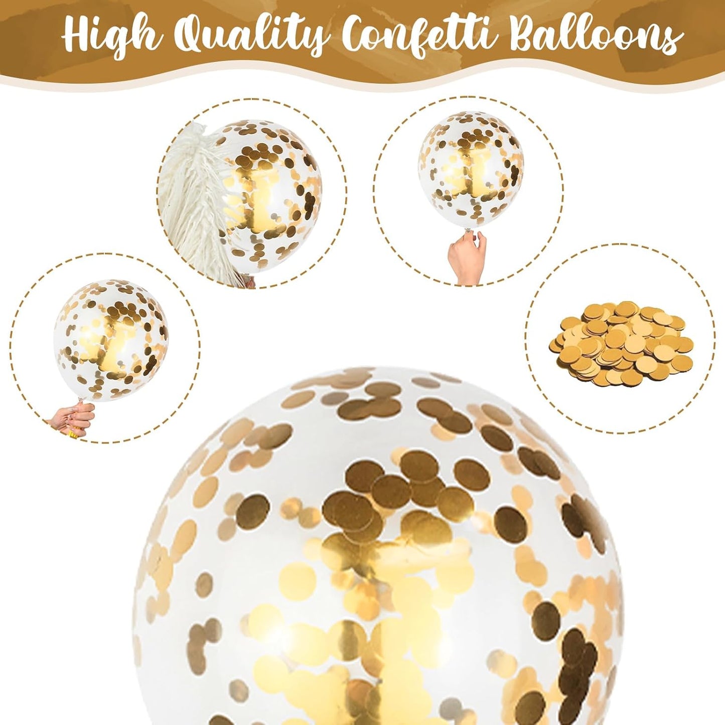 Black and Gold Confetti Balloons, 12 Inch Black Metallic Gold Confetti Latex Balloons, Black Golden Confetti Helium Balloons for Wedding Birthday Anniversary New Year Party Celebration Decorations