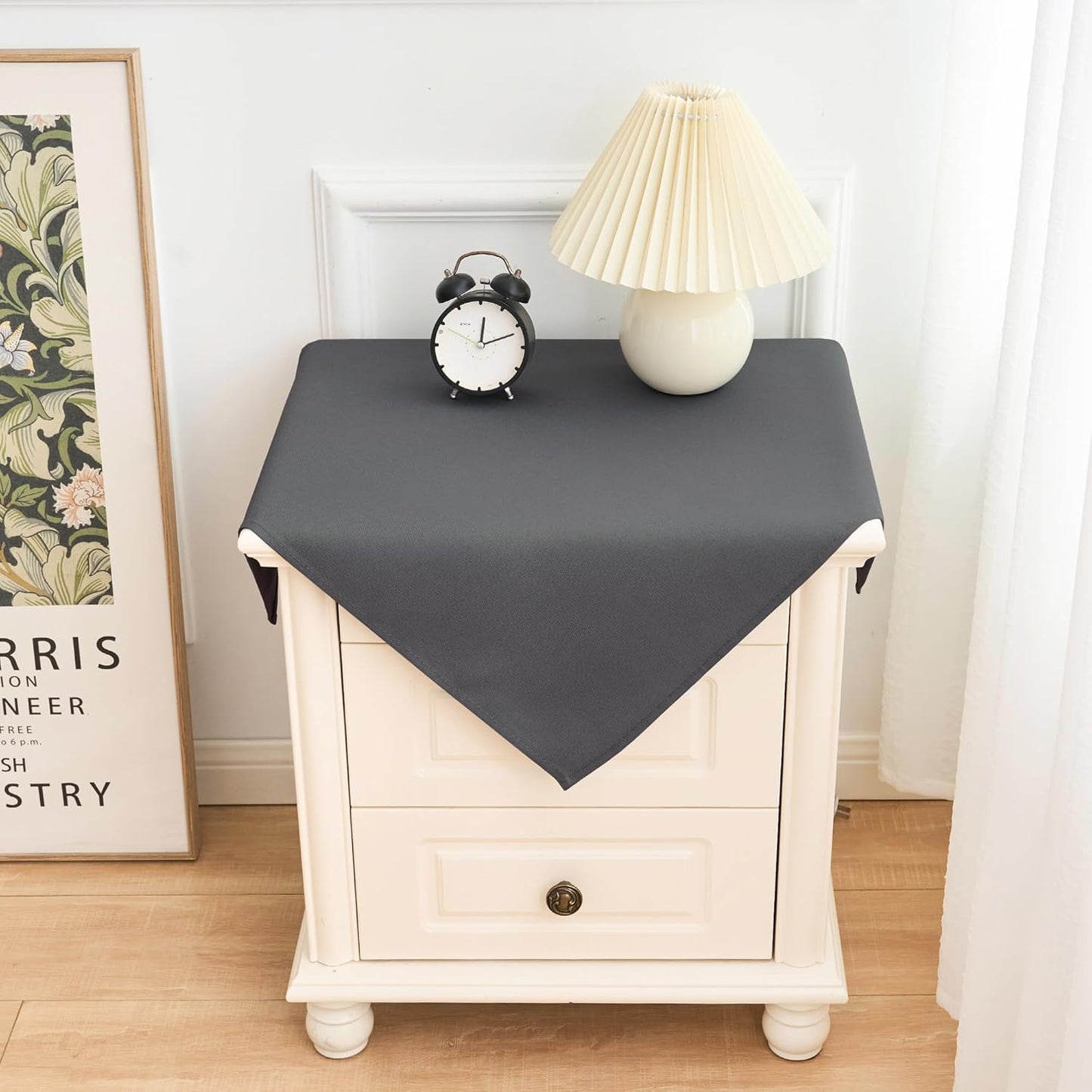 2 Pack Small Square Table Cloth 24X24 Inch Grey Washable Fabric Tablecloth Polyester Solid Table Cover for Night Stand End Table Side Table Outdoor Indoor