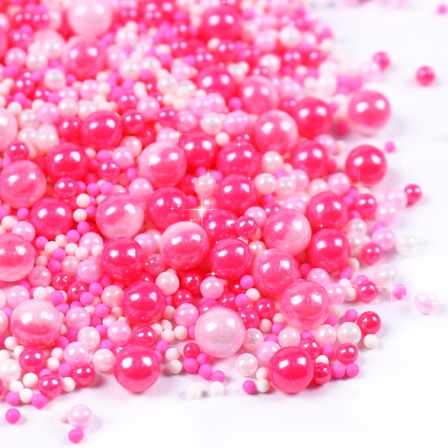 Edible Pink Sprinkles for Cake Decorating, Pearl Sprinkles, Edible Pearls, Cake Pearls for Baby Showers, Weddings, Birthdays, Gender Reveal, valentines, Mother's Day, and princess parties(120g/4.23oz)