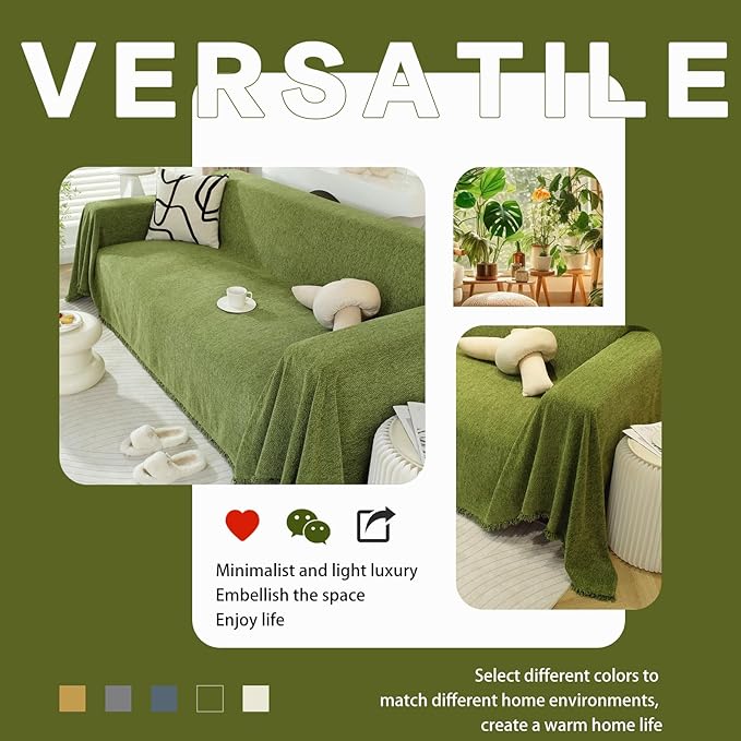 DREAMINGO Sofa Covers Washable Chenille Couch Cover Blanket Modern Style Living - Image 6