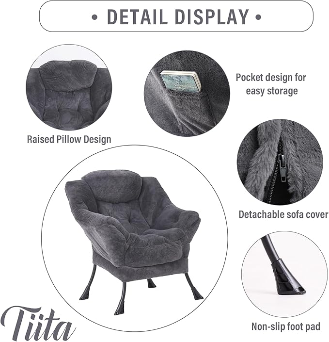 Tiita Lazy Chair with Ottoman, Modern Large Accent Lounge Chair, Leisure Sofa - Image 2