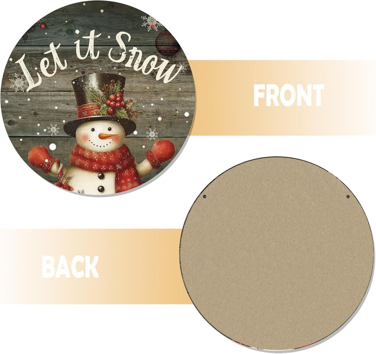 CGBHW Winter Wooden Sign, Vintage Snowy Snowman Hanging Sign Wall Decor for Room Home, Rustic Winter Snowflakes Christmas Holiday Let it Snow Door Decor 12 x 6 Inch