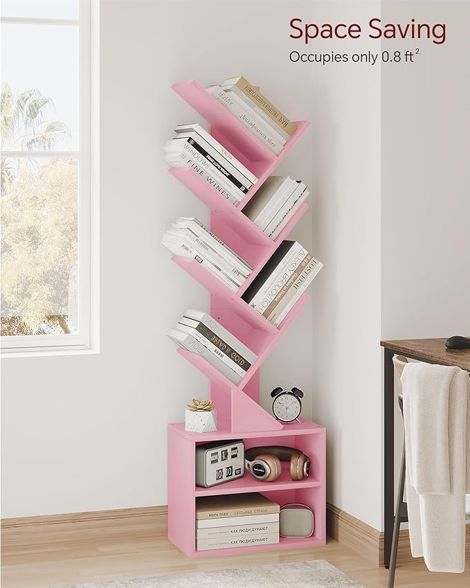 SUNMORY 6 Tier Tree Bookshelf, Small Bookcase - Image 3