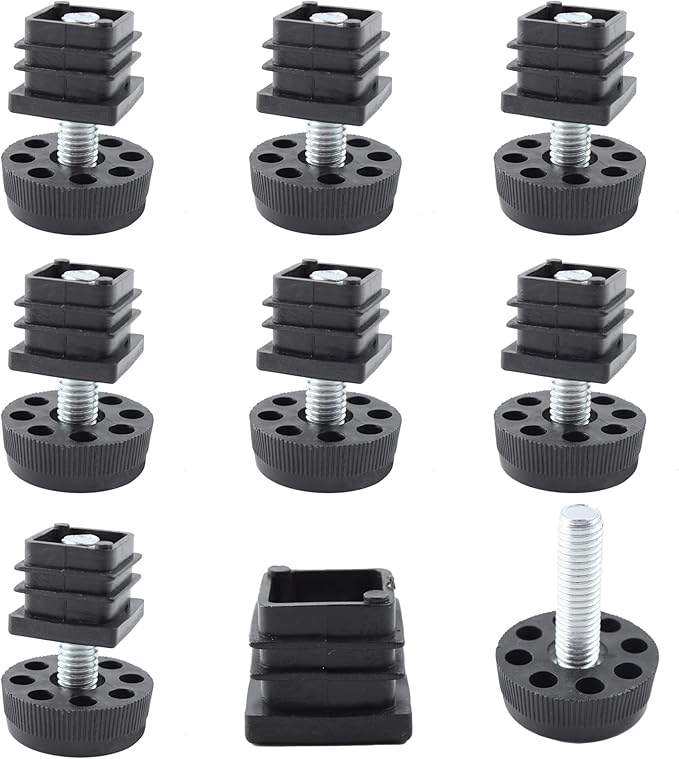 8Pcs Adjustable Leveling Feet, Square Insert Kit, Furniture Glide Leveler by Unknown