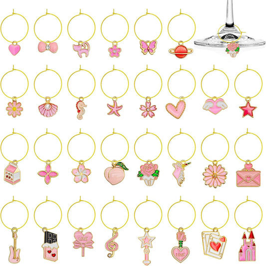 30PCS Wine Glass Charms Identification Markers for Stem Glasses, Wine Tasting Party Favors Holiday Decorations