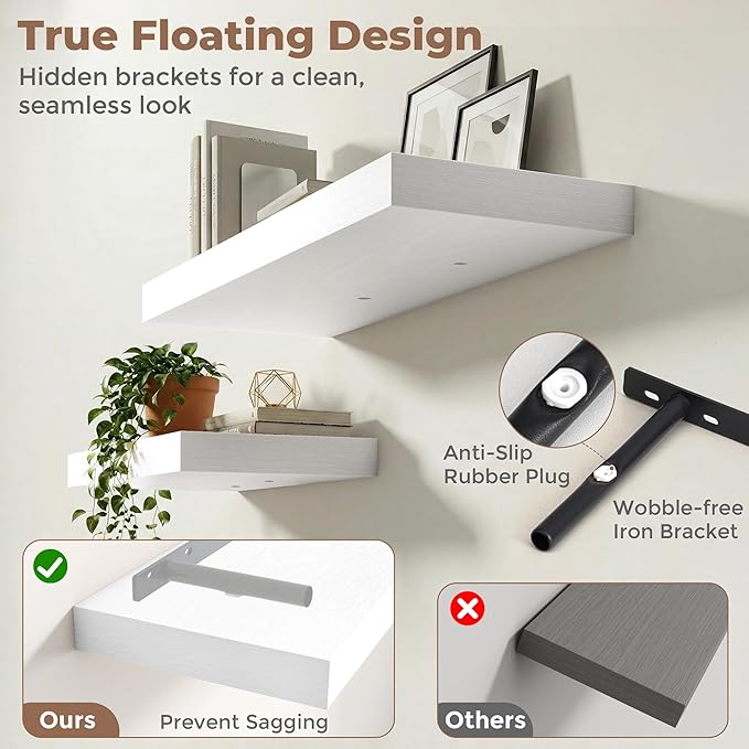 12 inch Deep Floating Shelves for Wall, 48 inch Wide Engineered Wood Wall - Image 4