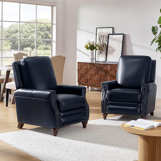 HULALA HOME Genuine Leather Manual Recliner Chair - Image 3