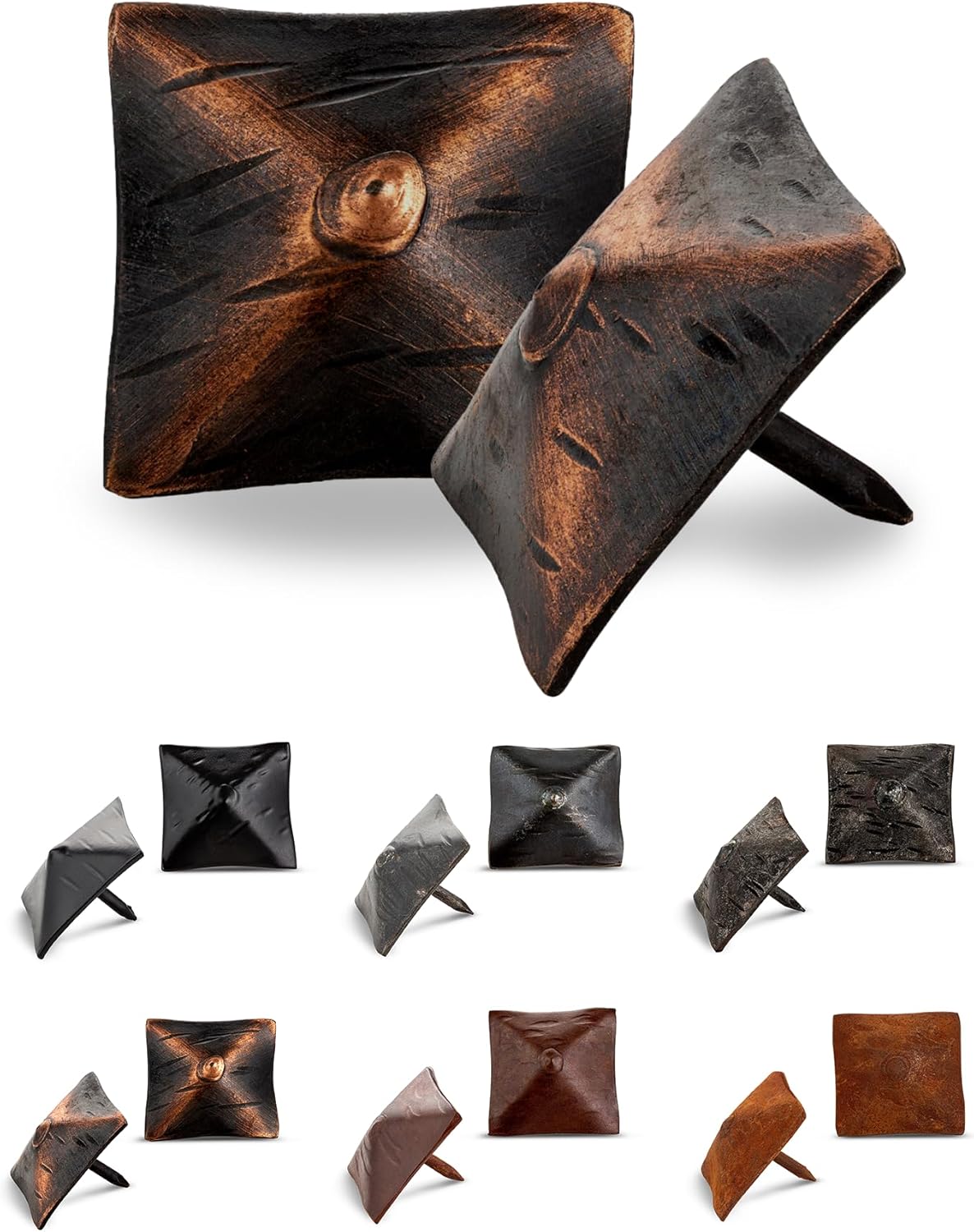 25 Pack 1.25" Square Head Iron Clavos Decorative Nails – Oil Rubbed Bronze – Handmade Rustic Square Fasteners for Farmhouse Shutters, Barn Doors, Shutters, Gates – Ornamental Wood Accent