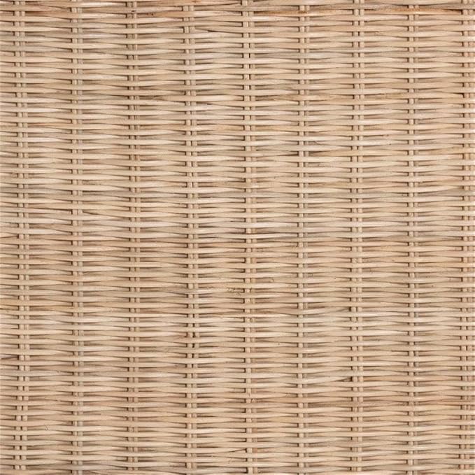 Pemberly Row Bohemian Scallop Side Table, Natural Rattan and Mahogany Wood - Image 8