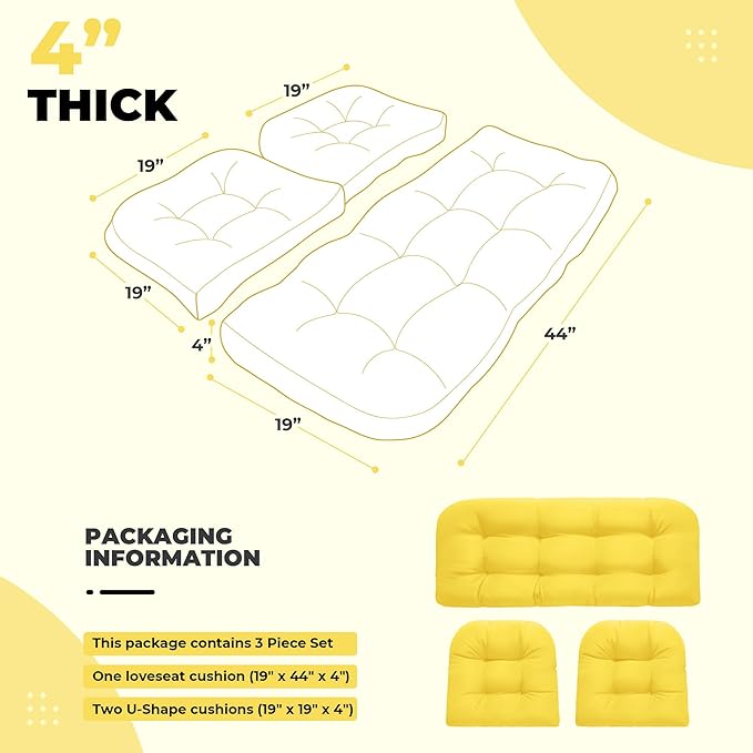 DANGHOOGY Wicker Chair Cushions, Waterproof Outdoor Loveseat Cushions - Image 2