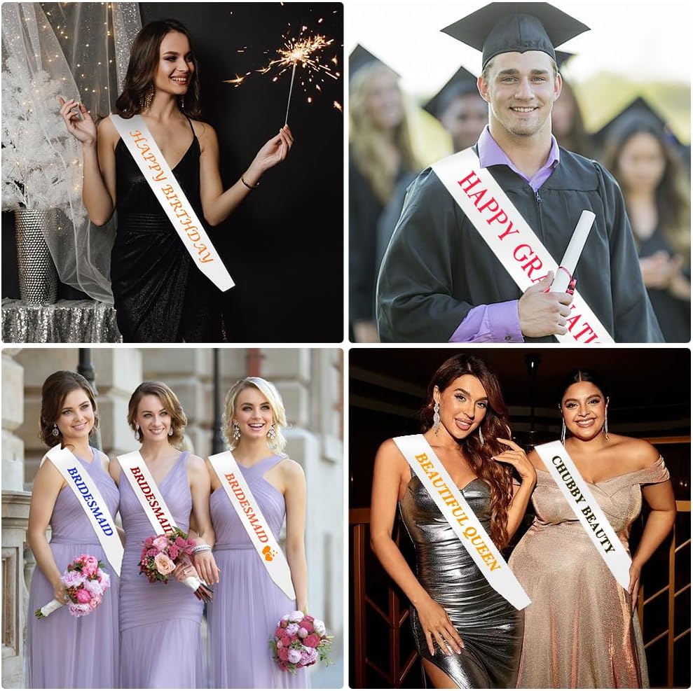 Blank Sash 16 PCS Sashes DIY Satin Sash Chair Sashes Scout Sash President Sash Senior Sash Scout Sash Wedding Party Sash