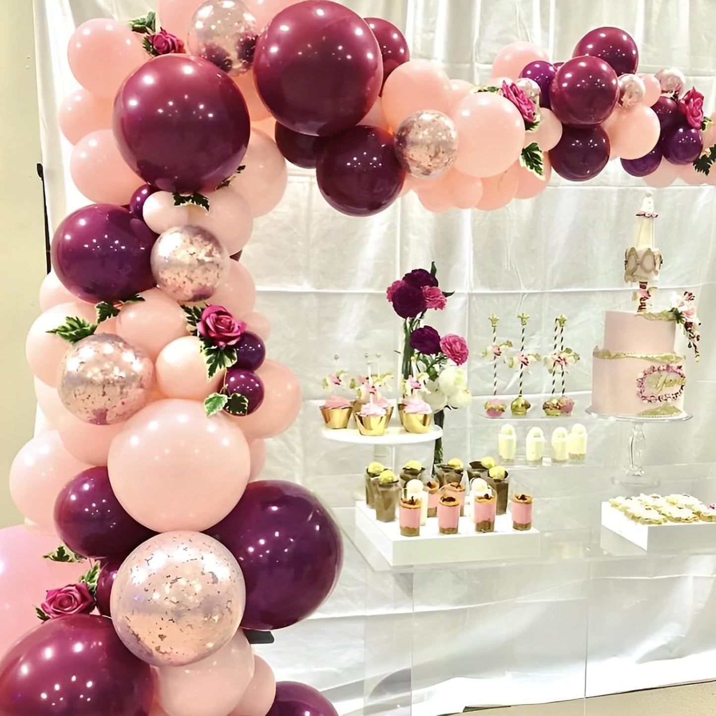 90pack Burgundy Balloons Different Size 18/12/10/5 Inch Maroon Balloon Garland Arch Kit for Graduation, Thanksgiving Day, Autumn Fall Theme Party, Wedding, Birthday Decorations