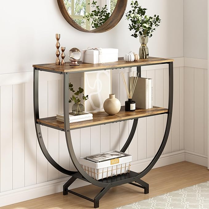 GILLAS 3 Tier Console Tables, Sofa Table Behind Couch, Industrial Entryway by GILLAS