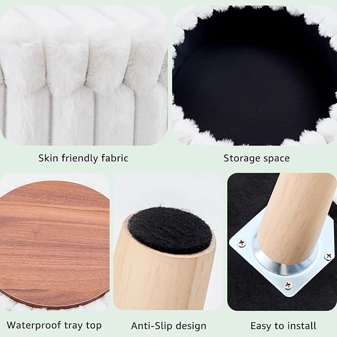 Wimarsbon Storage Ottoman, Modern Round Footrest - Image 7