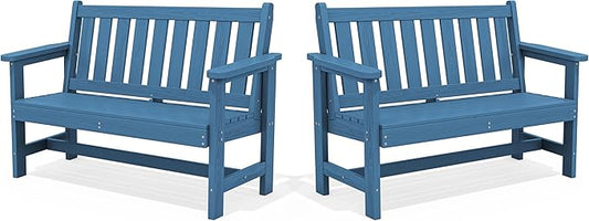 SERWALL HDPE Outdoor Benches Weatherproof, 2-Person Garden Bench by SERWALL