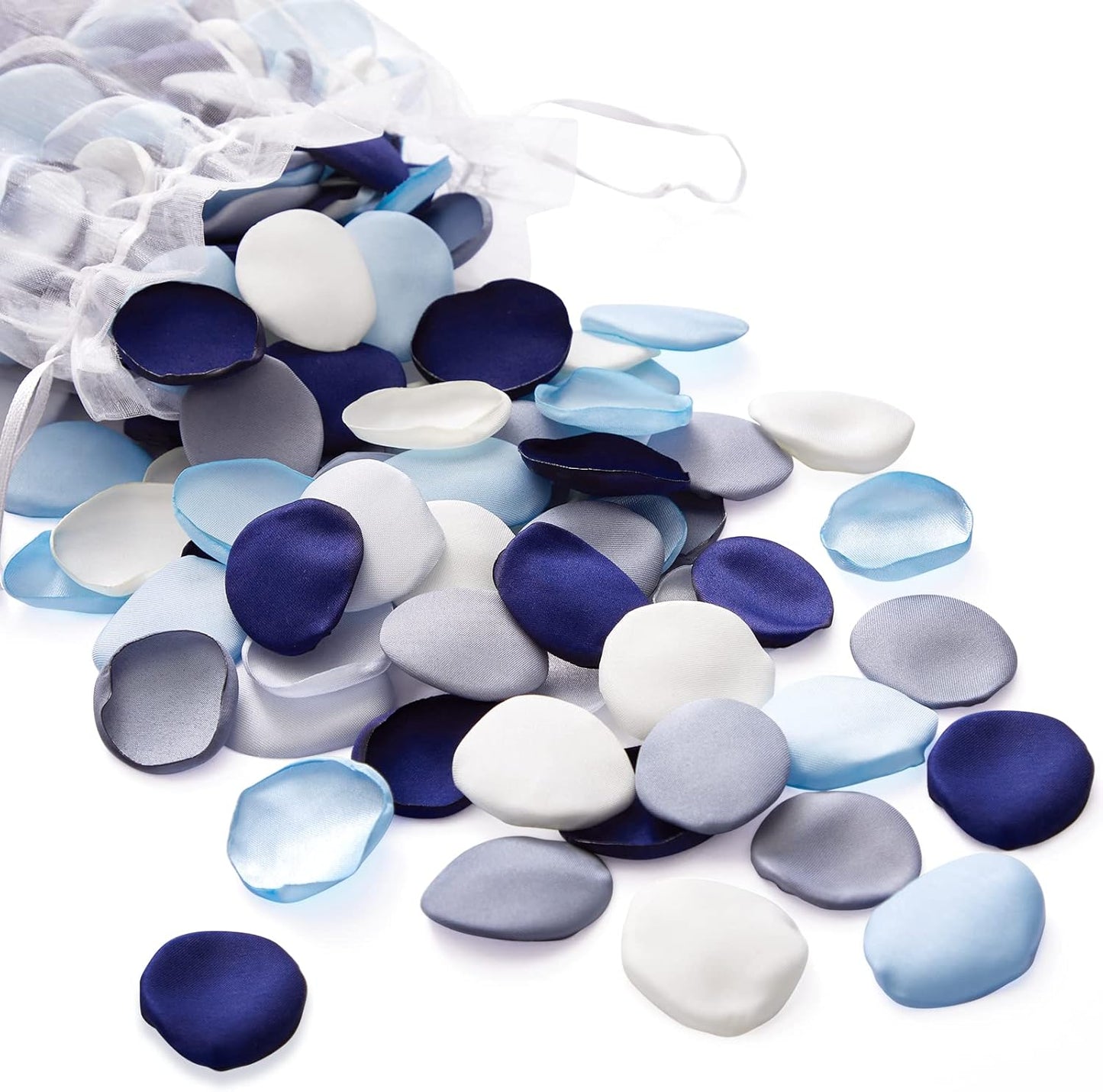 Serwalin 300Pcs Silk Rose Petals Flower Petals for Valentines Day Dusty Navy Blue Petals Flower Girl Petals for Weddings Proposal Flower Girl Basket Aisle Runner Bridal Shower (4 Color Mixes)