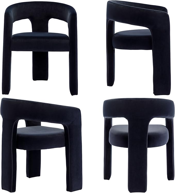 BESTANO Set of 6 Modern Velvet Fabric Upholstered Dining Chairs - Image 7
